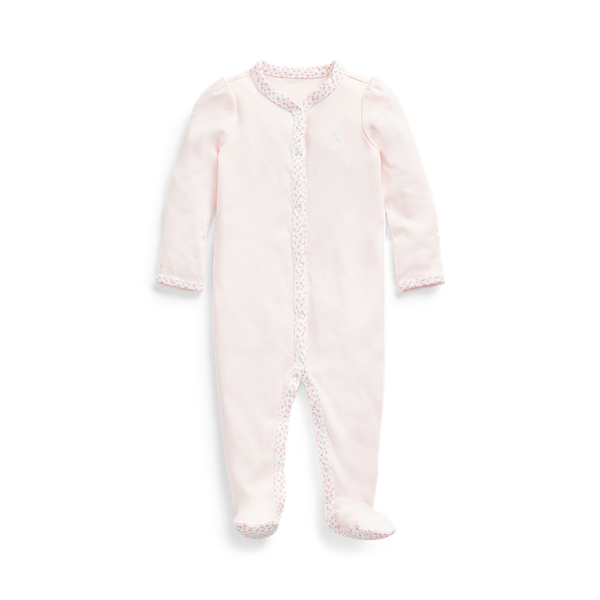 Floral-Trim Cotton Coverall