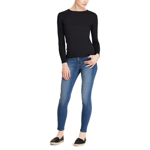Lauren Button-Shoulder Crewneck Top 2