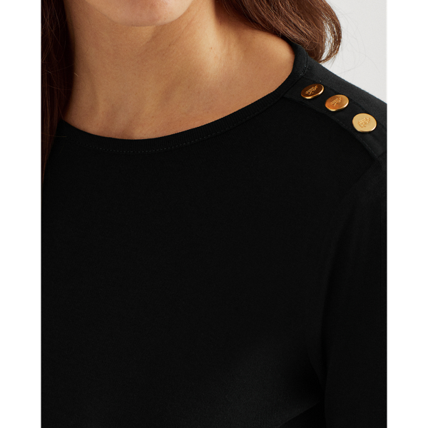 Lauren Button-Shoulder Crewneck Top 5