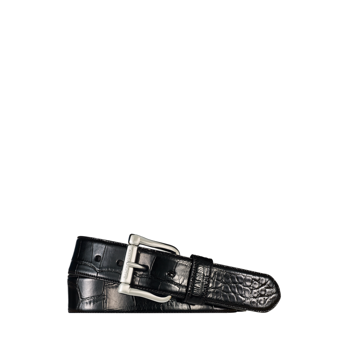 Lauren Ralph Lauren 2 Wide Crocodile-Embossed Leather Belt