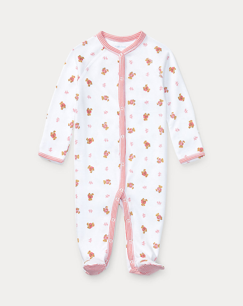 Polo Bear Cotton Footed Coverall Baby Girl 1