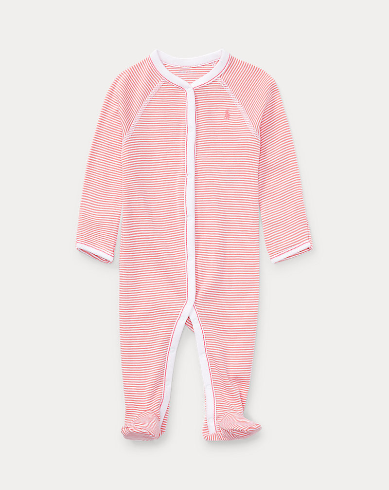 Striped Cotton Footed Coverall Baby Girl 1