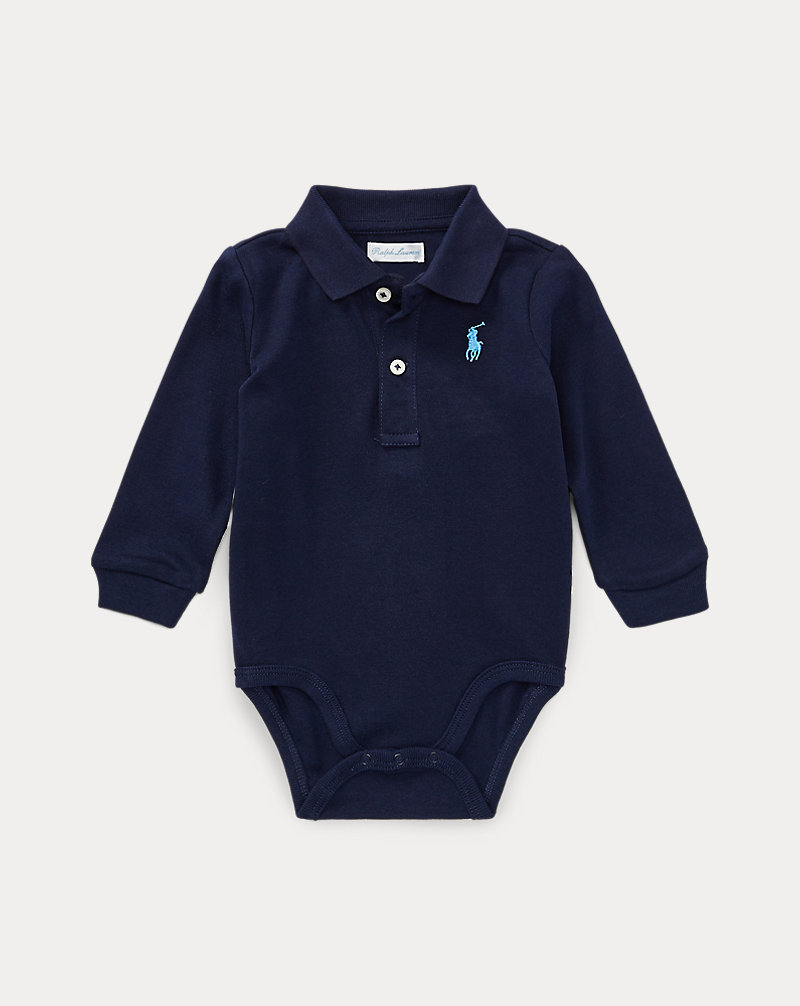 Soft Cotton Long-Sleeve Polo Bodysuit Baby Boy 1
