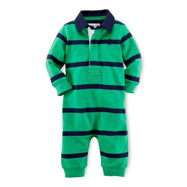 Baby Boy Striped Cotton Rugby Coverall 3