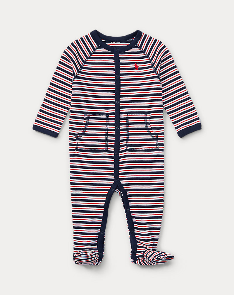 Striped Cotton Coverall Baby Boy 1