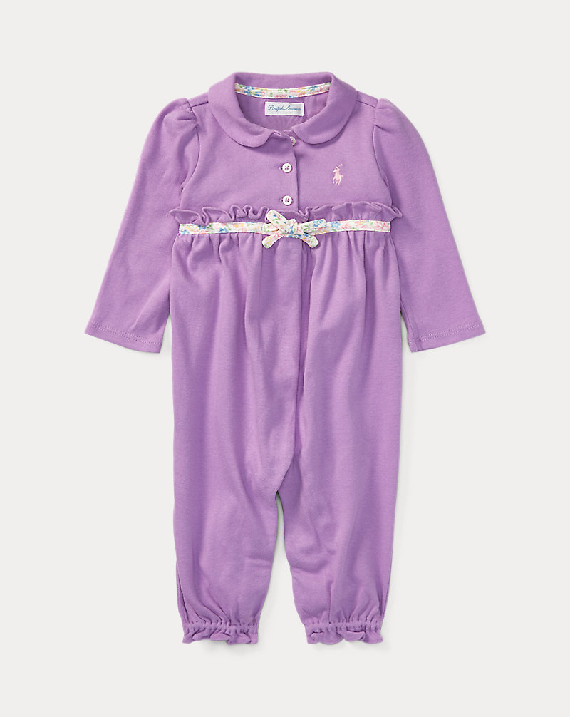 Ruffled Cotton Coverall Baby Girl 1