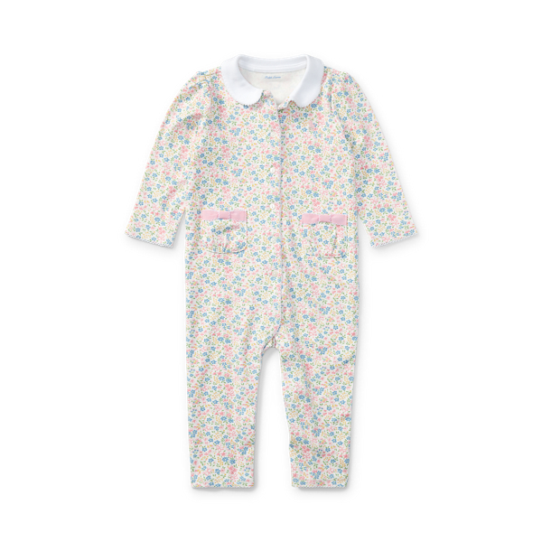 Floral-Print Cotton Coverall Baby Girl 1