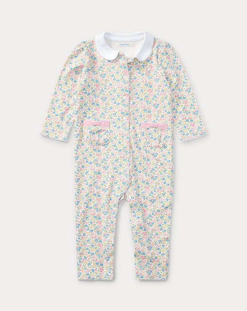 Floral-Print Cotton Coverall Baby Girl 1