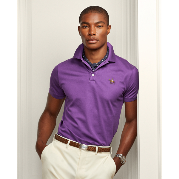 Custom Slim Fit Pique Polo Shirt Purple Label 1