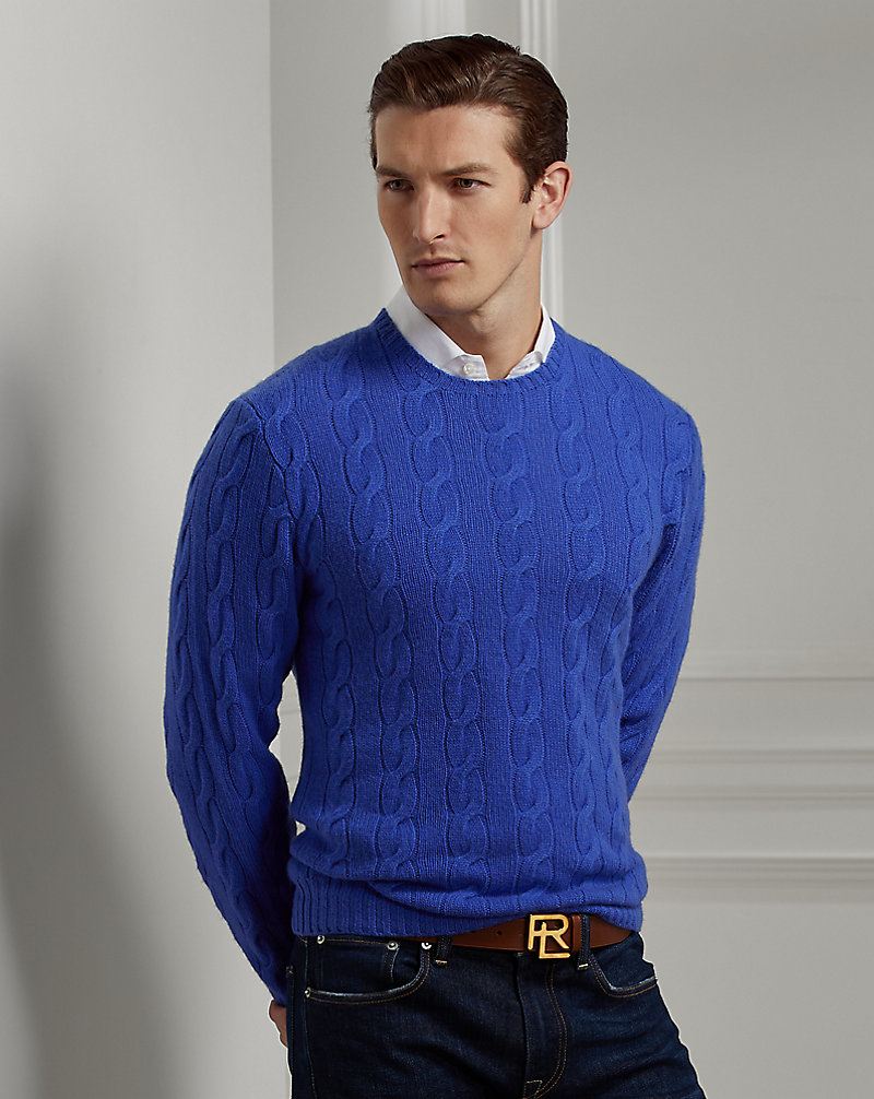 Cable-Knit Cashmere Sweater Purple Label 1