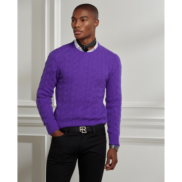 Cable-Knit Cashmere Jumper Purple Label 1