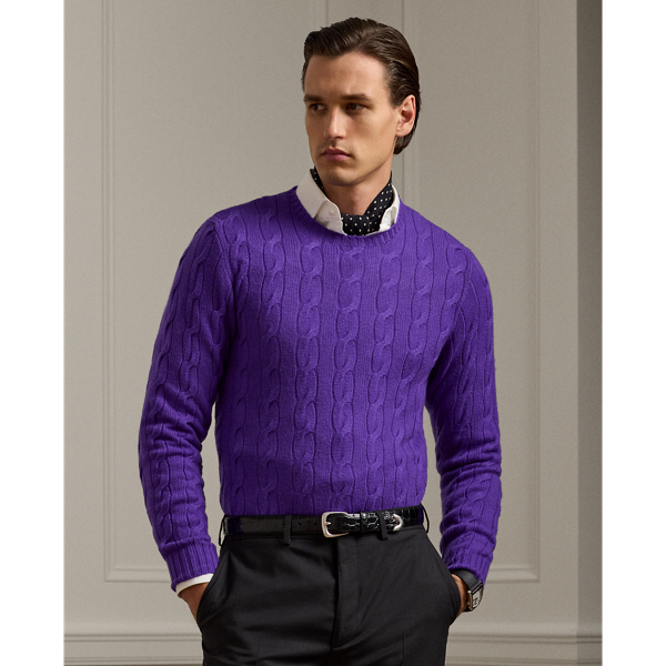 Cable-Knit Cashmere Sweater Purple Label 1