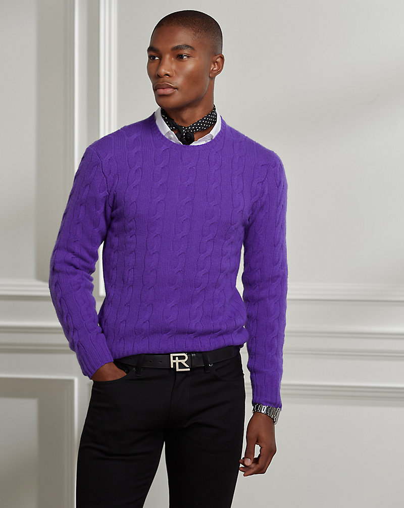 Cable-Knit Cashmere Sweater Purple Label 1