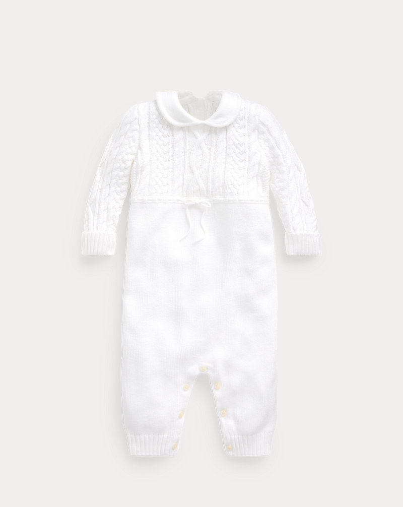 Aran-Knit Cotton Coverall Baby 1