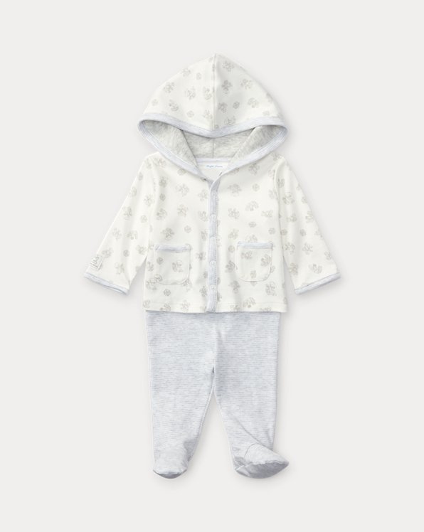 Cotton Hoodie & Footed Pant Set