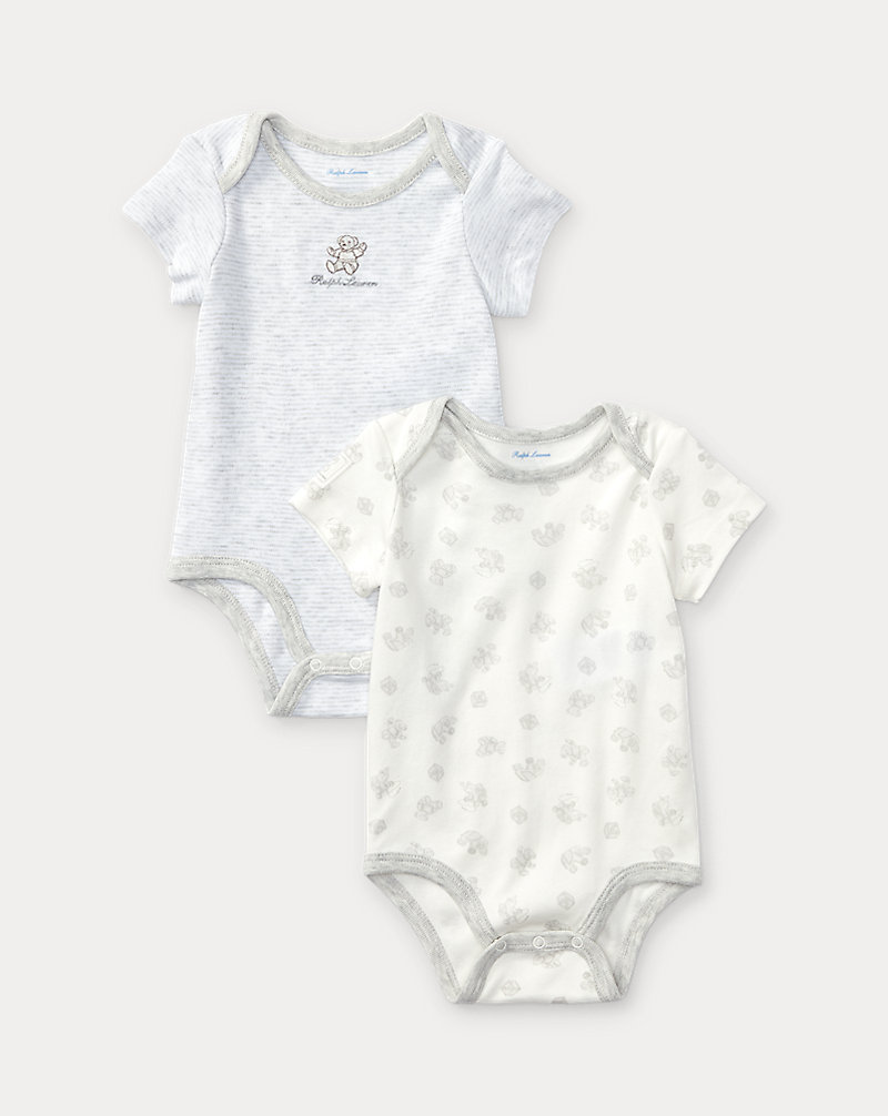Bear-Print Cotton Bodysuit Two-Pack Baby 1