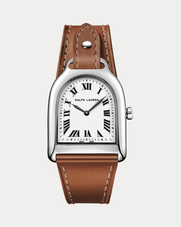 Ralph Lauren Leather Small Stirrup Caiman Watch Strap Womens Accessories Watches 