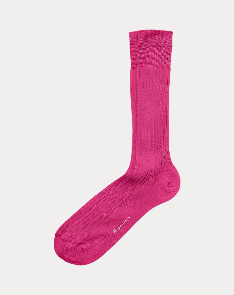 Rib-Knit Cotton Trouser Socks Purple Label 1