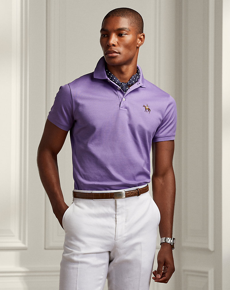 Custom Slim Fit Pique Polo Shirt Purple Label 1