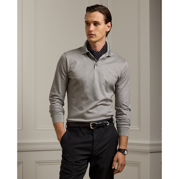 Pique Long-Sleeve Polo Shirt