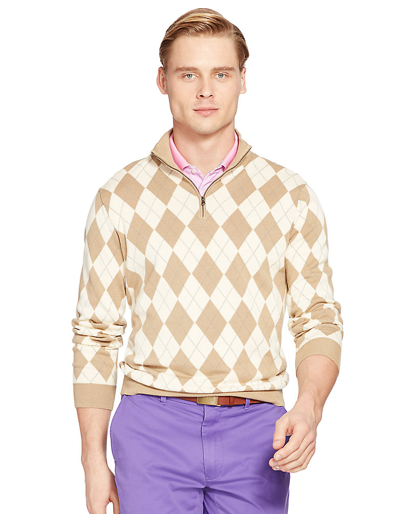 Argyle Cotton Sweater Polo Golf 1