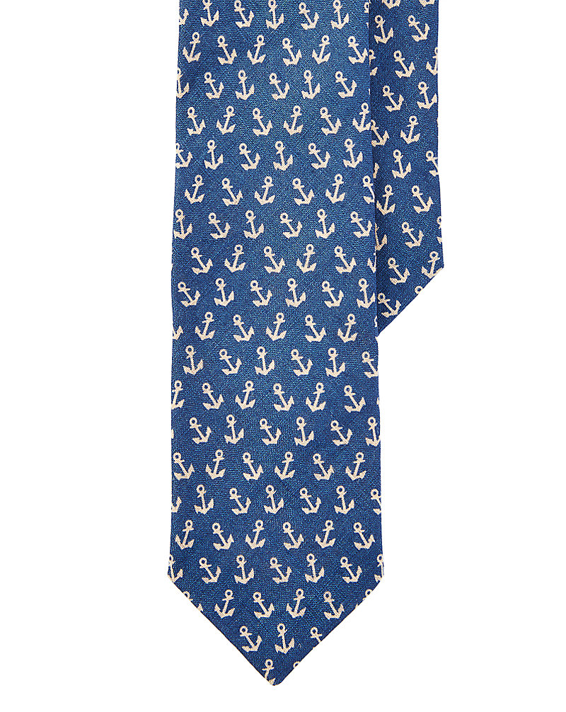 Anchor-Print Linen Tie Polo Ralph Lauren 1