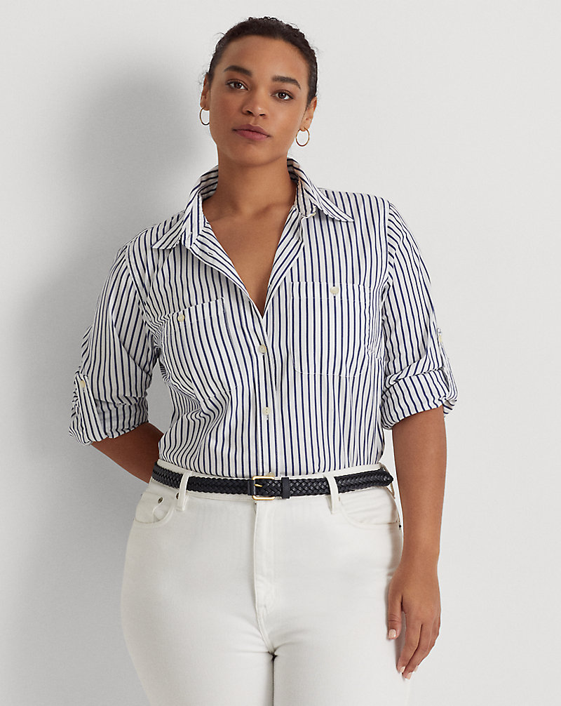 Striped Cotton Shirt Lauren Woman 1