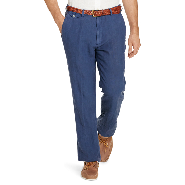 POLO RALPH LAUREN STRAIGHT FIT LINEN-COTTON PANT, Navy blue Men's Casual  Pants