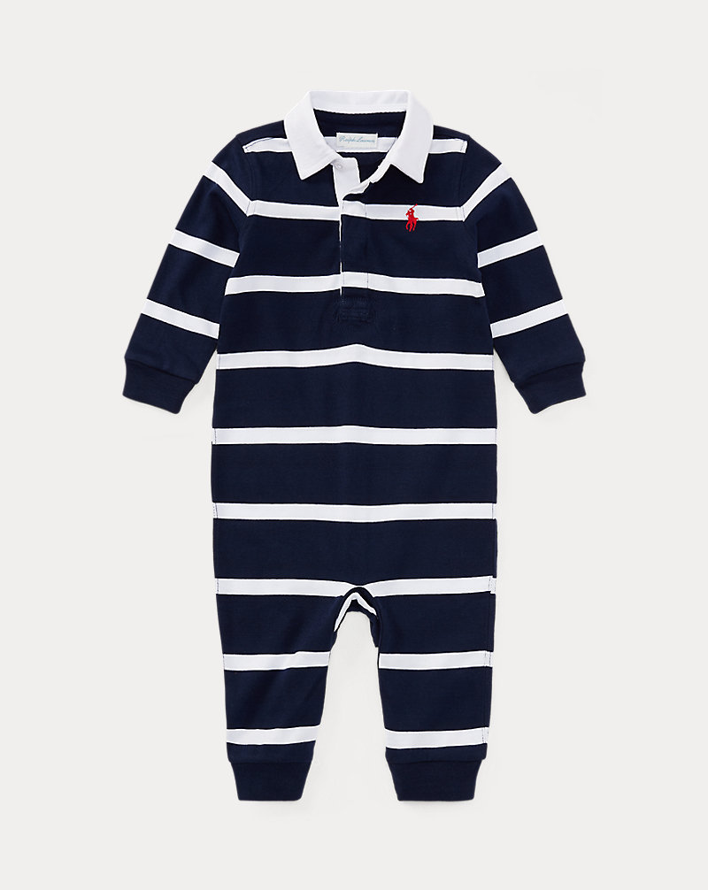Striped Cotton Jersey Rugby Coverall Baby Boy 1