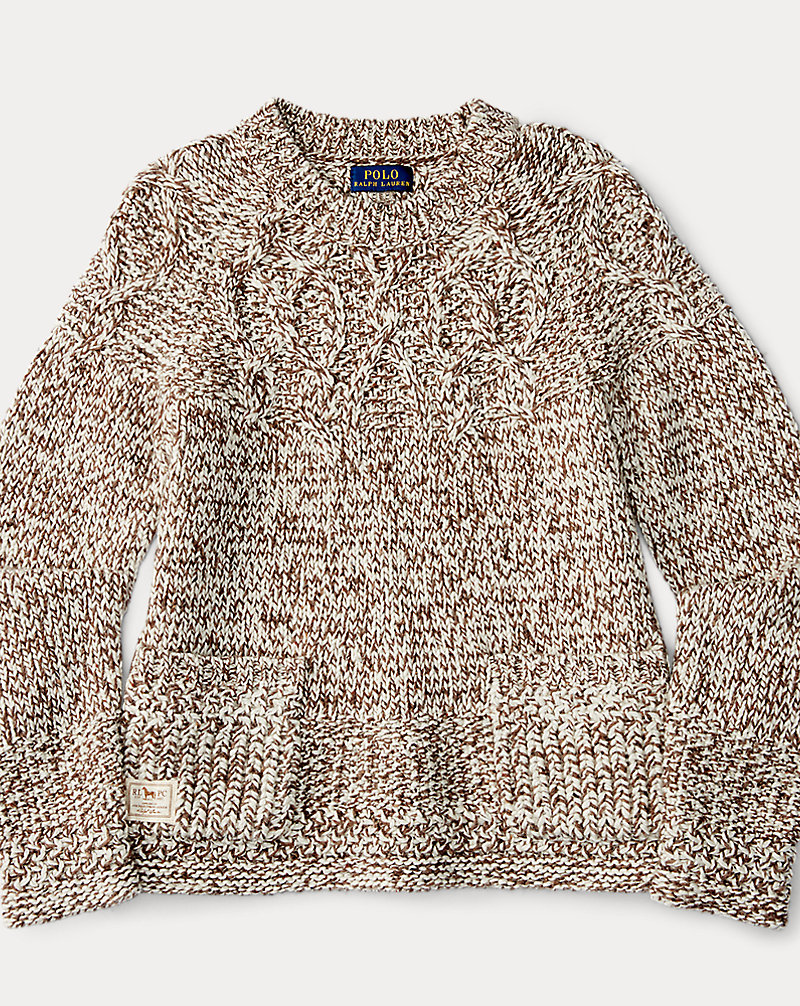 Aran-Knit Cotton-Blend Sweater Girls 7-16 1