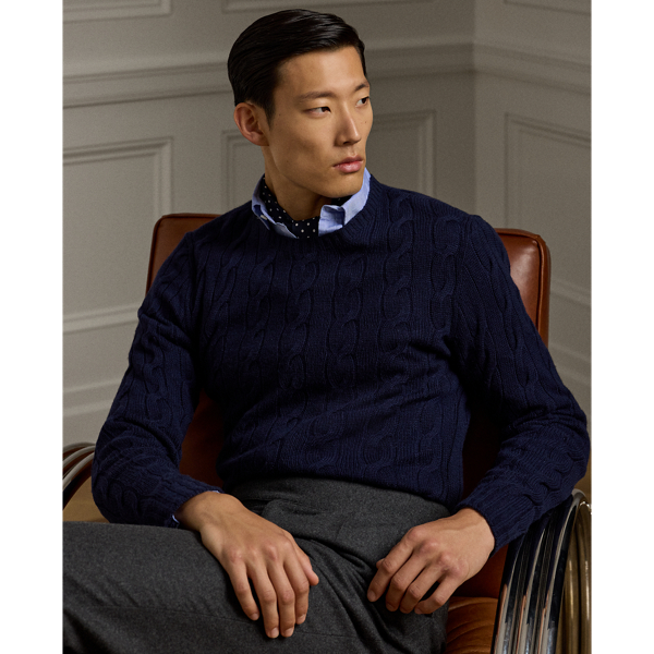 Cable-Knit Cashmere Jumper Purple Label 1