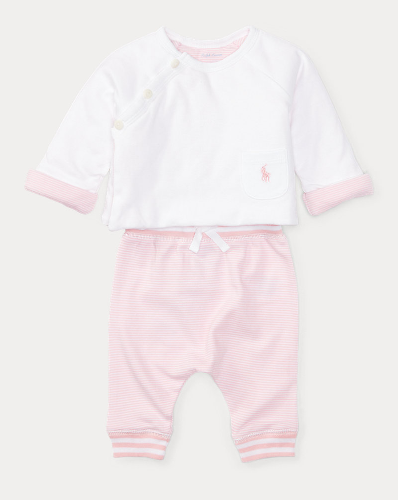 Cotton Top & Striped Pant Set Baby Girl 1