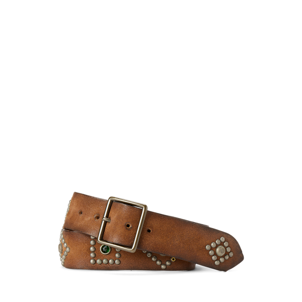 Studded Roughout Leather Belt RRL 1