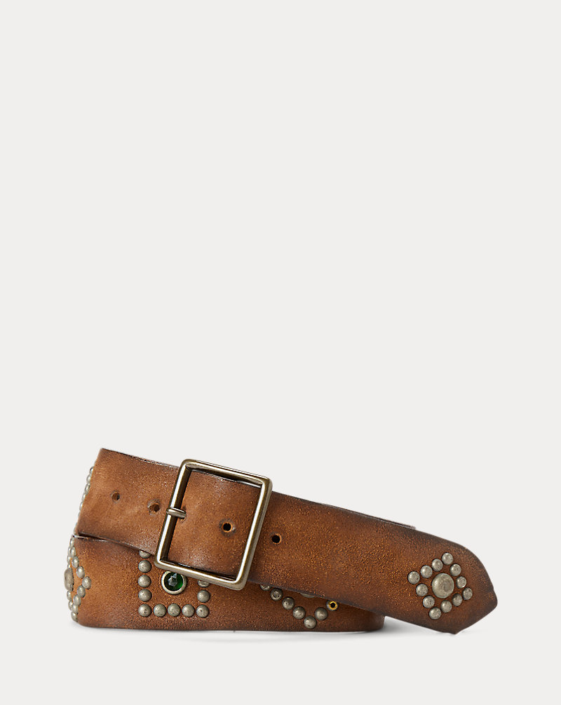 Studded Roughout Leather Belt RRL 1