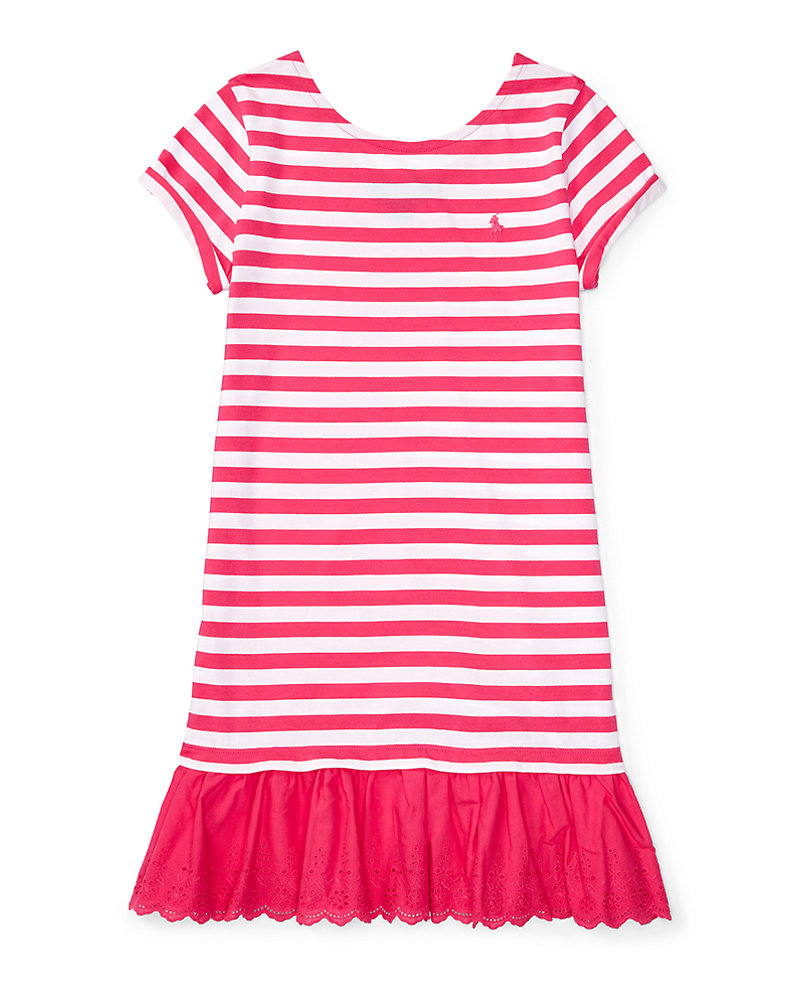 Striped Jersey-Eyelet Dress Girls 7-16 1
