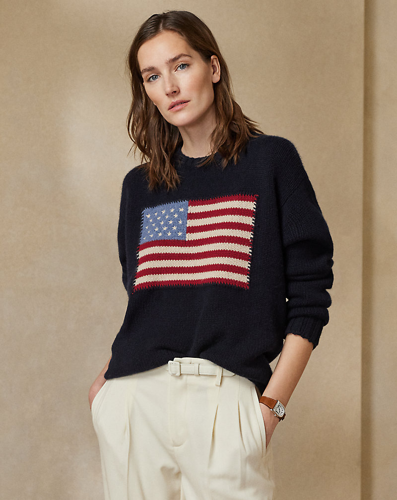 Flag Cashmere Crewneck Sweater Ralph Lauren Collection 1