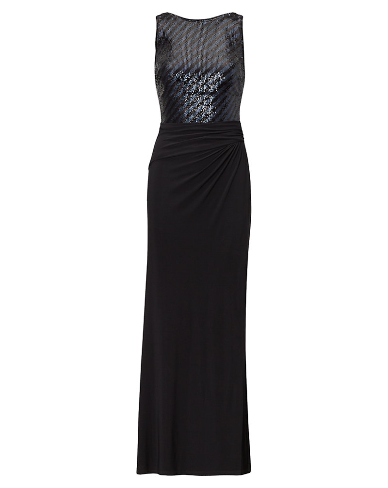 Sequined-Bodice Jersey Gown Lauren 1