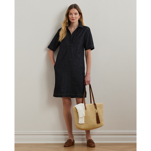 Lauren ralph lauren denim cotton shift dress on sale