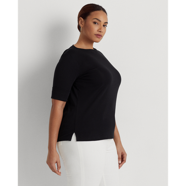 Stretch Cotton Boatneck Tee