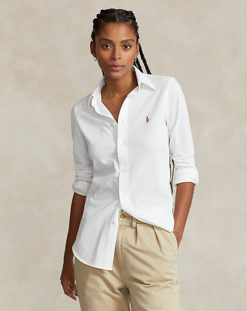 Slim Fit Knit Cotton Oxford Shirt Polo Ralph Lauren 1