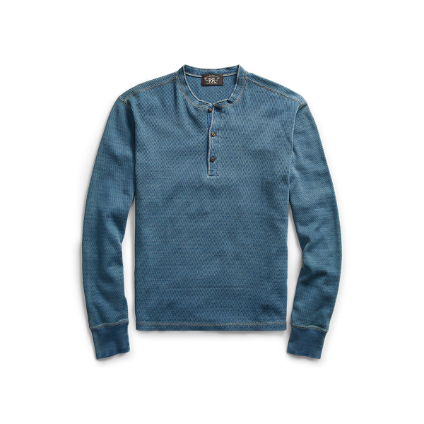 Indigo Jacquard-Knit Henley RRL 1