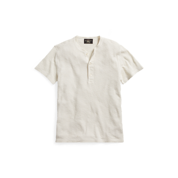 Waffle-Knit Short-Sleeve Henley Shirt RRL 1