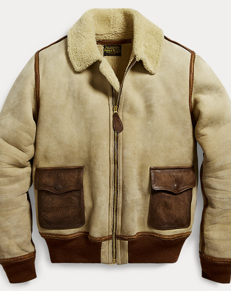 Leather-Trim Shearling Jacket RRL 1