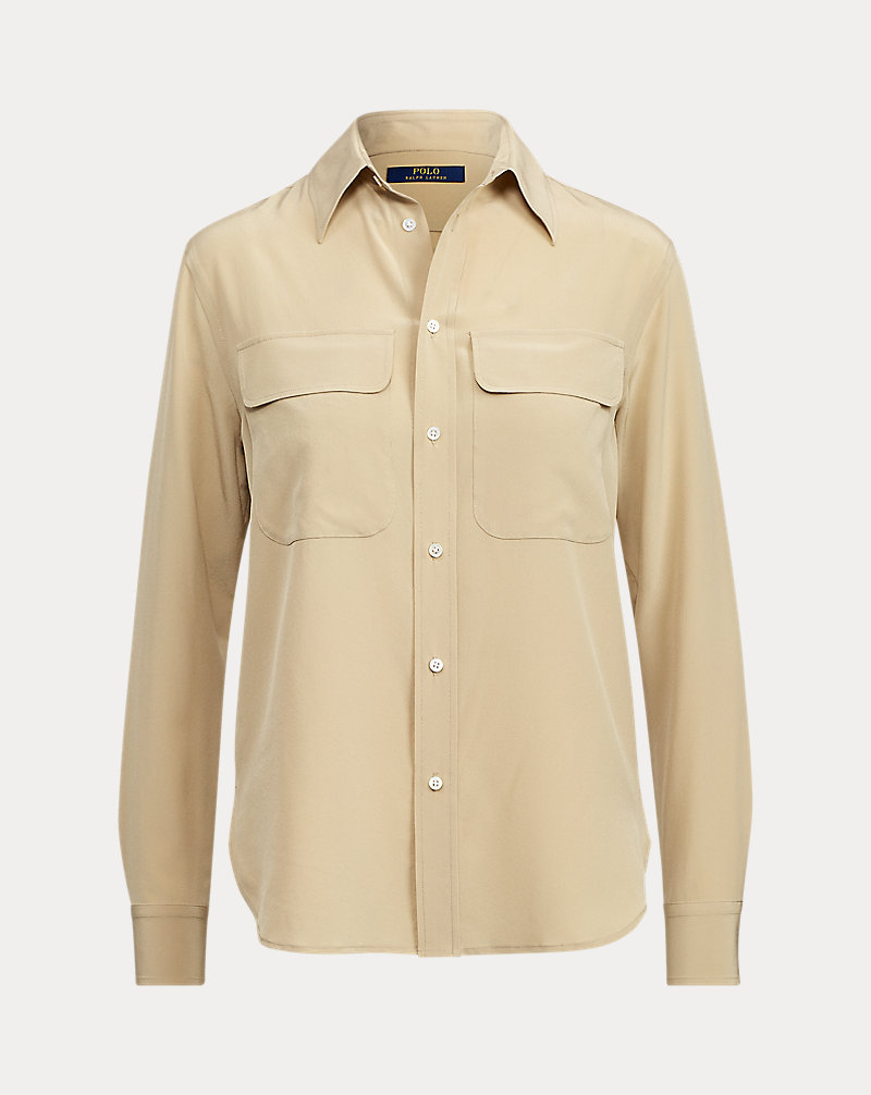 Silk Crepe Button-Down Shirt Polo Ralph Lauren 1