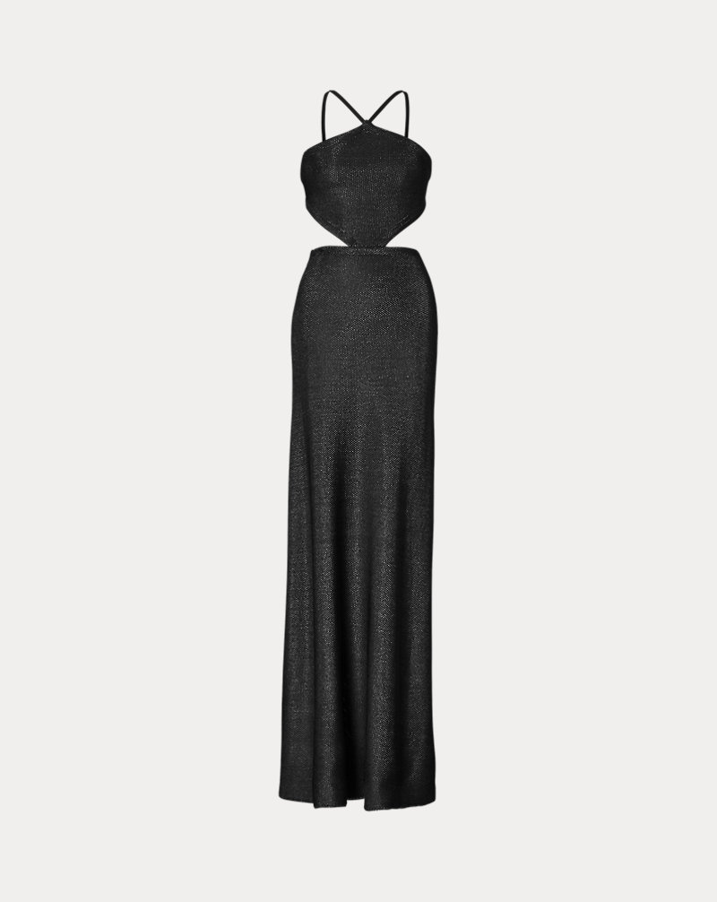 Leather-Trim Cutout Gown Collection Apparel 1