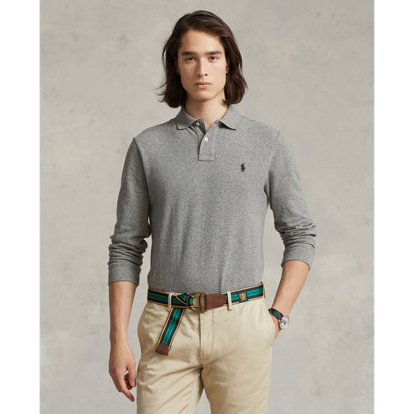 Mesh Long-Sleeve Polo Shirt