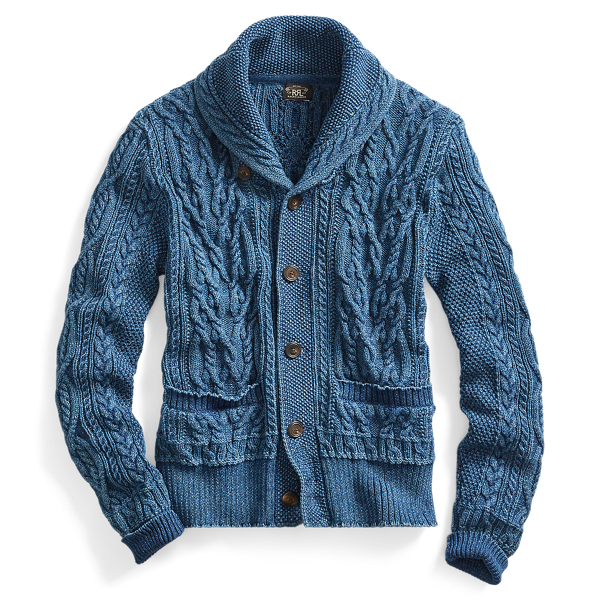 RRL by Ralph Lauren Denim Patch Cardigan - Indigo - 911226-IND LSL Car