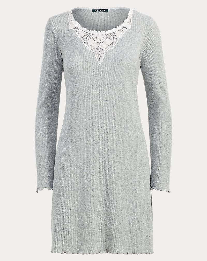 Lace-Trim Interlock Nightgown Lauren 1