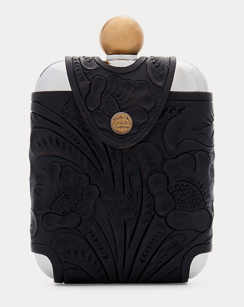 Tooled Leather Hip Flask RRL 1