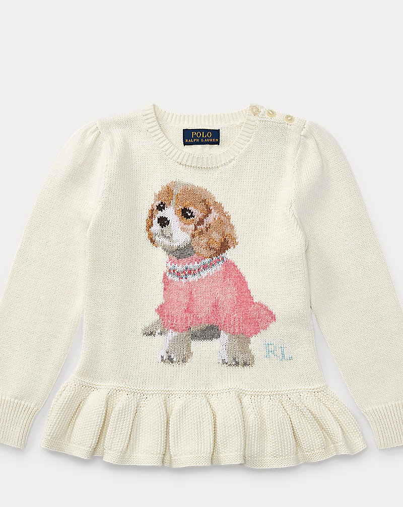 Puppy Cotton Peplum Sweater Girls 2-6x 1